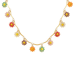 Estilo <span class=keywords><strong>DE</strong></span> LA <span class=keywords><strong>ISLA</strong></span> <span class=keywords><strong>DE</strong></span> Bali Margarita colorida Flor pequeña delicada y fresca Collar con colgante suave y encantador - Product Image 1