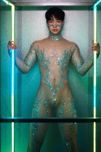 SD002 Luxury Fashion Shinny Crystal Mesh Jumpsuit Sexy One Piece Body <strong>Suit</strong> Custom Men Jumpsuit for <strong>Women</strong> Celebrity Party Wear - Product Image 3