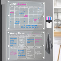 Calendrier hebdomadaire en acrylique magnétique plaque d'essuyage à sec pour réfrigérateur plaque de calendrier hebdomadaire pour réfrigérateur