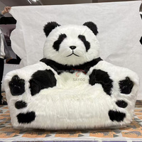 Sofá Inflable de Peluche con Forma de Animal, Sillón Perezoso para Niños, Sofá Reclinable de Panda, Sofá de Peluche Largo Inflable, Silla de Playa de Panda