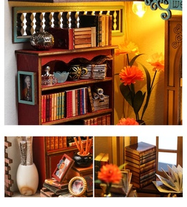 Nook <span class=keywords><strong>Book</strong></span> 3d hölzernes Puzzle-Lebensdach Diy Miniaturhaus Bücherbuch Regal Einsatz Detective-Agentur Buch Nook-Set mit LED-Licht - Product Image 5