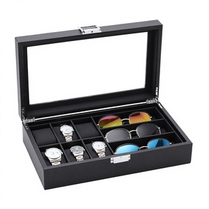 Boîte de rangement pour montres en cuir PU avec miroir, 10, 6, 12, 20, 24 compartiments, conteneur à bijoux double couche avec motif à pois - Product Image 4