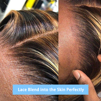 Perruque en cheveux humains abordable, ombrée marron, sans colle, avec dentelle frontale HD pré-épilée, blond miel, pour femmes noires