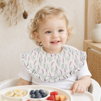 Celemek Bayi Unisex Anti Air dengan Pinggiran Berumbai, Bahan TPU Katun, untuk Mengatasi Air Liur dan Gigi Tumbuh, Dilengkapi Kancing
