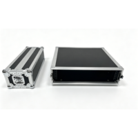 Boîtier de transport/Flight Case 2U en contreplaqué noir et aluminium argenté de haute qualité OEM/ODM pour amplificateur, assemblable avant/arrière