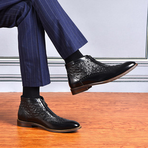Chaussures habillées pour hommes en cuir véritable, faites à la main, sur mesure, à semelle épaisse de haute qualité, antidérapantes, style décontracté. - Product Image 3
