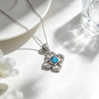 Collier trèfle à quatre feuilles en argent sterling 925 Moyu Jewelry, chaîne inoxydable, collier avec pierre turquoise pour femmes