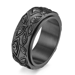 Anillo Giratorio de Acero Inoxidable Estilo Vintage Ojo de Horus, Anillo de Dedo para Aliviar el Estrés, Joyería Grabada Resistente al Deslustre - Product Image 6