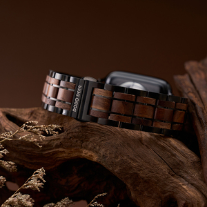 DODO DEER <span class=keywords><strong>Cinturino</strong></span> Regolabile Durevole Impermeabile in Legno e <span class=keywords><strong>Acciaio</strong></span> Inossidabile per <span class=keywords><strong>Smartwatch</strong></span>, Ricambio per Orologi da Uomo e Donna - Product Image 3