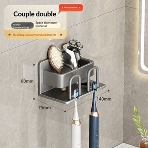 Gun Gray Drill Free <b>Toothbrush</b> <b>Holder</b> Wall Mounted Waterproof Durable for Bathroom Electric <b>Toothbrush</b> Cup Storage Rack - Product Image 6