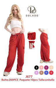 กางเกงคาร์โก้ผู้หญิงโดลาโดผ้าแคนวาสโพลีเอสเตอร์ 100% ทรงหลวมเอวกลางมีเชือกผูกสีทึบสวมใส่สบายๆในฤดูร้อน - Product Image 1