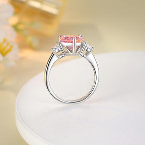 ファインジュエリー8aジルコン梨ドロップダイヤモンドリング925スターリングシルバーピンク婚約結婚指輪 - Product Image 6