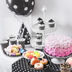 Assiettes jetables noires et blanches en forme de cœur, fournitures pour mariage, anniversaire, fête, 8,5 pouces - Product Image 2