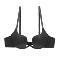 Soutien-gorge de mariage sexy en nylon, coupe américaine, brillant, profond en U, push-up, décolleté bas, révélant un dos magnifique