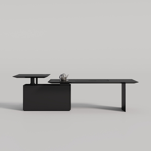 Modern Luxury Modular L-Shaped Executive Office <b>Desk</b> with Wood Top and Comfortable Chair - Product Image 6