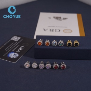 Pendientes de Diamantes de Colores, Plata de Ley 925, VVS, 9.1 mm, Pendientes de Moissanita, Joyería Deslumbrante y Brillante, Unisex - Product Image 6