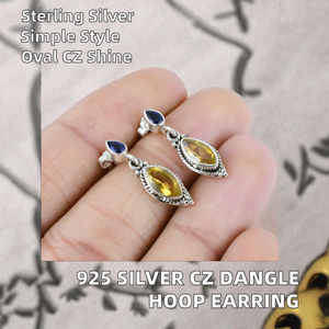 NEW 925 <b>Sterling</b> <b>Silver</b> Geometric <b>Small</b> Zircon Dangle <b>Hoop</b> <b>Earring</b> Tassel Long Drop <b>Earrings</b> for Women Party Gift - Product Image 2