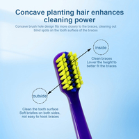 Brosse à dents manuelle orthodontique en forme de U avec poils en nylon ultra-doux, design pratique pour les soins dentaires des adultes avec appareil dentaire