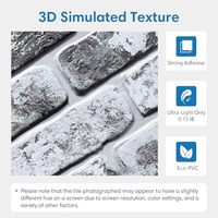 Paneles de Pared de Ladrillo Negro 3D Modernos COMSTICKC, 10 Piezas de 12"x12", Tamaño Pequeño, PVC Delgado, Autoadhesivos, Estilo Lavado a la Cal