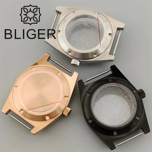 BLIGER boîtier de montre 38MM acier inoxydable argent plat montre accessoires boîtier de montre personnalisé adapté NH35 NH36 <span class=keywords><strong>ETA</strong></span> <span class=keywords><strong>2824</strong></span> PT5000 <span class=keywords><strong>mouvement</strong></span> - Product Image 3