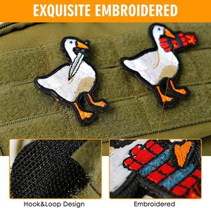Patchs de canard tactiques drôles de concepteur Cartoon Animal brodé couteau de canard tissu crochet et boucle attache canard coudre sur patch - Product Image 6