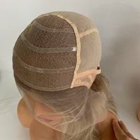 Perruques en cheveux humains vierges de qualité supérieure, avec base en silicone et dentelle complète, couleur mélange chocolat brun et blond cendré, pour femmes