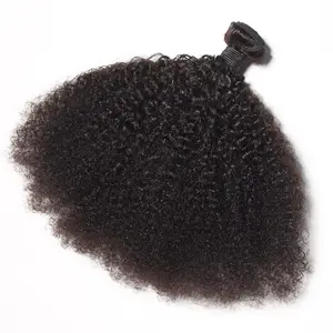 Natural Indian Single Donor Raw Hair Bundles Afro Hair Products Extension Kinky Curly Human Hair 100% Virgin Wavy Bun