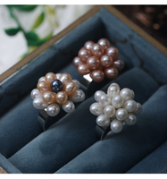 Bague en perles d'eau douce naturelles, design ajustable avec perles de riz, bijou promotionnel pour diffusion en direct, en stock, vente en gros