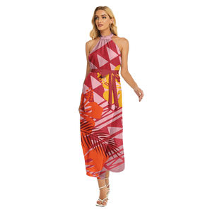 Island Prom Tropical Pattern Halter Dress Sexy Slim Fit Samoan Polynesian Tradition Ropa de gran tamaño Elegante Vestidos de mujer - Product Image 2