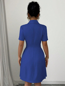 Robes chics pour femmes, robes d'été é<span class=keywords><strong>l</strong></span>égantes pour femmes, vestidos à double boutonnage, chemises pour femmes, vêtements <span class=keywords><strong>de</strong></span> bureau pour femmes, robes plissées décontractées pour femmes, robes <span class=keywords><strong>de</strong></span> carrière - Product Image 6
