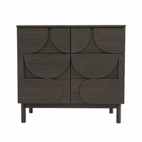 Commode moderne à 6 tiroirs avec panneau en MDF mélaminé à motif festonné, armoire de rangement pour chambre à coucher avec pieds en bois