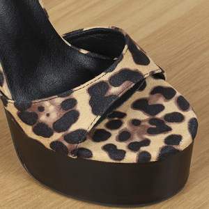 Zapatos de Mujer 2025, Sandalias de Tacón Alto de 16 cm con Plataforma, Diseño de Bloques de Color y Estampado de Leopardo en Gamuza, Punta Abierta, Elegantes y Sensuales - Product Image 4