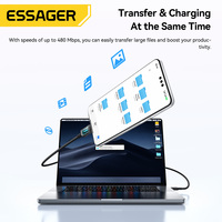 Câble de données USB vers Type C tressé ESSAGER ES-X87 3ft 6ft PD 100W 7A à charge rapide pour téléphones Android haut de gamme