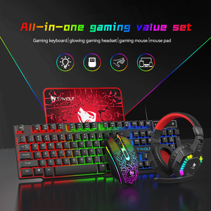 <span class=keywords><strong>104</strong></span> Phím 4 Trong 1 RGB Nga Tây Ban Nha Tiếng Anh Chơi Game Bàn Phím Có Dây Chuột Combos Với Chuột Pad Và Tai Nghe - Product Image 3