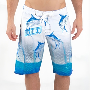 Short de bain personnalisable pour homme en polyester à cordon de serrage, imprimé sublimation poisson, séchage rapide, taille élastique, pour la pêche en extérieur - Product Image 1