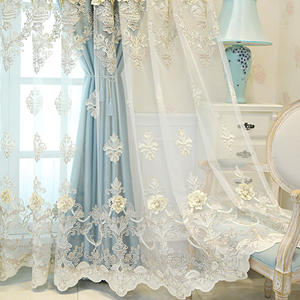 Tenda in Tulle Ricamata Personalizzata, Lussuose <span class=keywords><strong>Tende</strong></span> a Doppio Strato Ricamate in Stile Europeo 4D <span class=keywords><strong>per</strong></span> il Soggiorno - Product Image 3