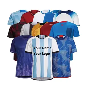 定制条纹足球球衣带标签连体定制巴西球迷版佛得角加拿大男装足球球衣