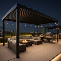 Pergola bioclimatique motorisée en aluminium Natural Gifts pour extérieur, avec capteur de pluie intelligent et éclairage RGB