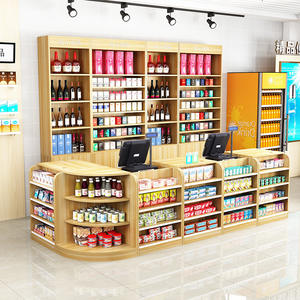 Kommerzielle Theke für Kioske und Bars, Kleiner Ecktresen mit Integrierter Kasse und Schrank für Zigaretten und Spirituosen für den Empfangsbereich - Product Image 1