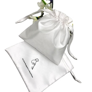 Bolsas de satén blanco para joyería, pañuelos, regalos, almacenamiento de pelucas y ropa, con cordón de seda - Product Image 6
