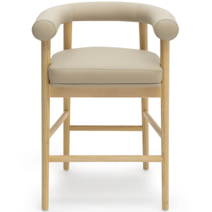 Aksel Counter <b>Stool</b> Boucle and Animal Hyde/Hide/<b>Leather</b> Cognac Vegan <b>Leather</b> - Product Image 5