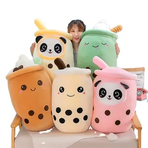 AIFEI TOY Logotipo Personalizado 24cm 35cm 50cm 70cm Teacup Bubble Boba Milk Tea Lovely Fat Fruit Drink Recheado Soft Milk Tea Plush Toy