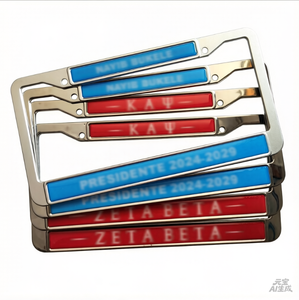 Cadre de <span class=keywords><strong>plaque</strong></span> d'<span class=keywords><strong>immatriculation</strong></span> en plastique chromé époxy avec logo personnalisé, taille automobile américaine - Product Image 2