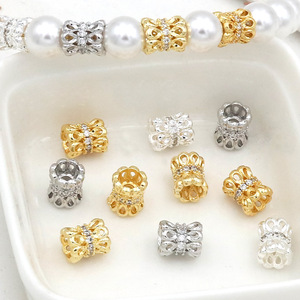 Color-preserving 18k gold spacer <b>beads</b>, slender waist hollow petal bracelet spacer DIY handmade <b>braided</b> rope beading - Product Image 4