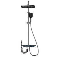 Ensemble de douche combiné de luxe haute pression 4 fonctions avec mitigeur chaud/froid, affichage numérique LED piano et douche pluie pour salle de bain