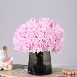 A-1880 Ramo de Rosas Artificiales de Seda de Tacto Real, 5 Cabezas, Blancas y Rojas, para Decoración de Hogar y Arreglos Florales de Boda o San Valentín - Product Image 4