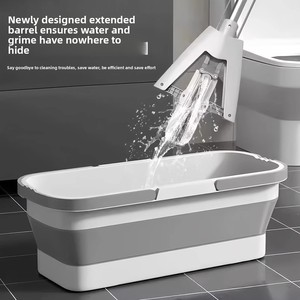 <span class=keywords><strong>Seau</strong></span> à serpillière pliable rétractable en plastique avec roues, design rectangulaire, grande capacité de stockage d'eau - Product Image 3
