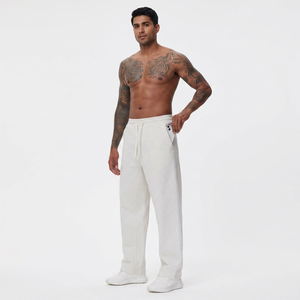 Custom Men's pants Solid Color Mid-Waist Casual Sports Men's <b>Trousers</b> Breathable Straight-Leg Flat Front Drawstring Closure - Product Image 1