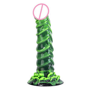 Nuevo diseño de fantasía de silicona gran monstruo verde espiral dragón tentáculo mujer hombre Consolador - Product Image 2