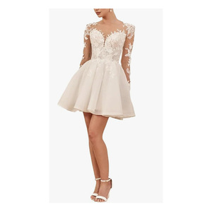 White Sweetheart Neck Chiffon Cocktail Dress Empire Waist A-Line Backless Short Wedding Party Dress - Product Image 1